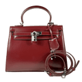 TOTES LUXE Burgundy Luxury Leather Top Handle Bag With Shoulder Strap