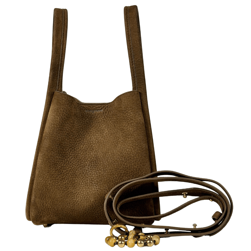 SONGMONT Brown Suede Medium Song Bag With Peace Beads Charm - Agarwood One Size
