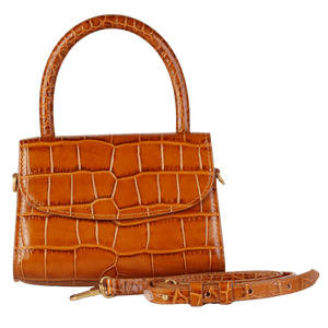 BY FAR Brown Mini Croc Bag One Size