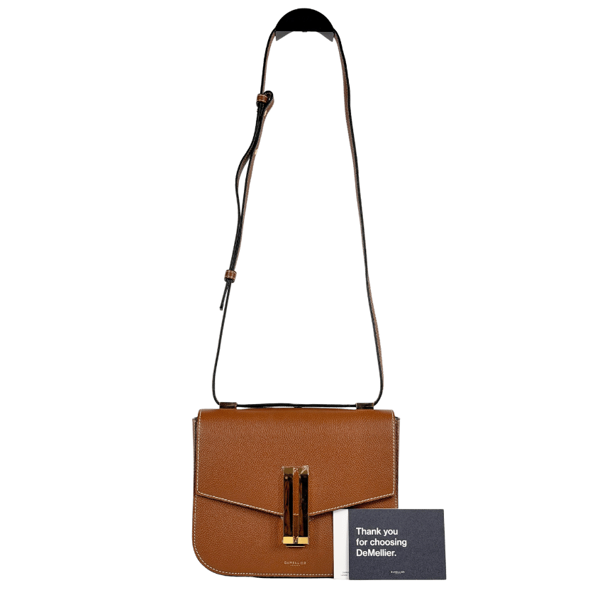 DEMELLIER LONDON The Vancouver Leather Handbag - Tan Brown Small Grain Ecru Stitching