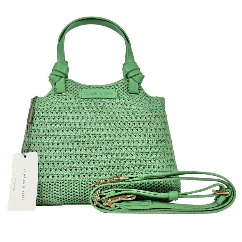 CHARLES & KEITH Green Mini Ida Knitted Tote Bag One Size