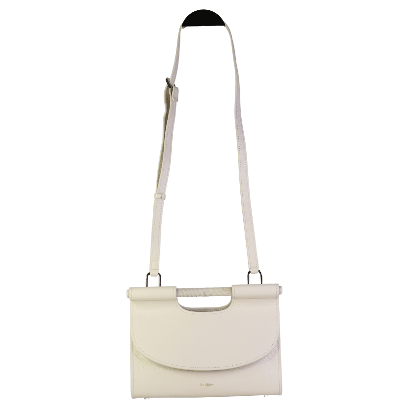 BOBBIES PARIS Cream Grand Ancône Luxury Leather Structured Handle Bag With Shoulder Strap - Foam