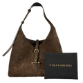 STRATHBERRY Chocolate Brown Suede Kit Tote Bag With Gold Hardware