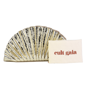 Cult Gaia Metallic Nala Pleated Metallic-gold Leather Clutch Bag