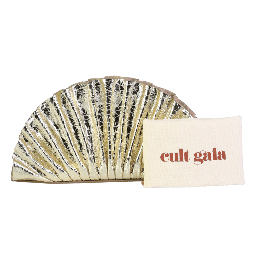 Cult Gaia Metallic Nala Pleated Metallic-gold Leather Clutch Bag