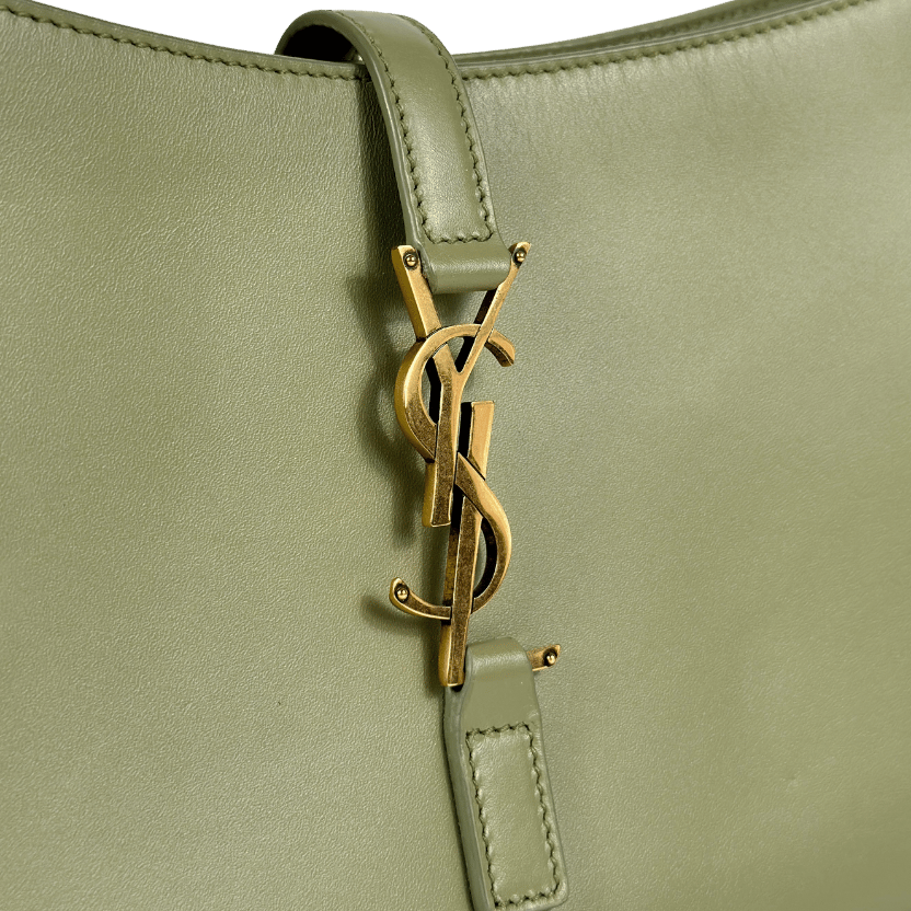 SAINT LAURENT Sage Green Leather Mini Le 5 À 7 Logo Shoulder Bag