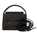 STRATHBERRY Espresso Brown Mosaic Nano Grained Leather Top Handle Bag With Shoulder Strap