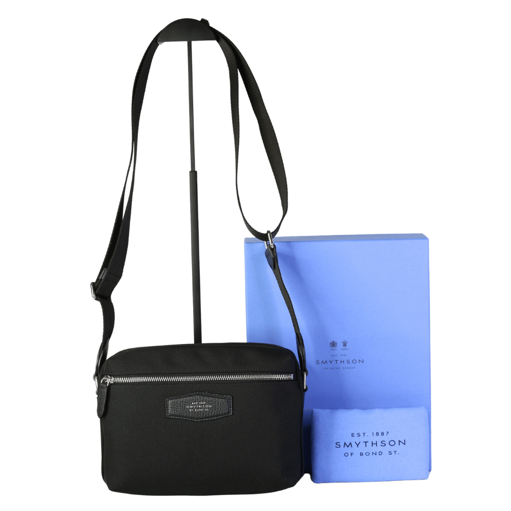 Smythson Black Norton Nylon-canvas And Leather Crossbody Bag