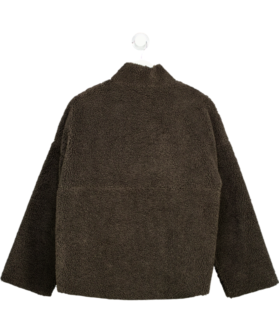 Legato Chocolate Brown Faux Shearling Zip Top UK M/L