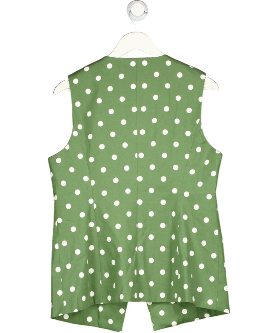 NOBODY'S CHILD Green Polka Dot Longline Tailored Waistcoat UK 16