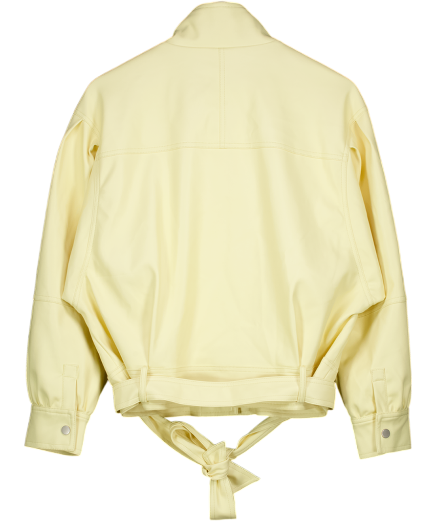 RIVER ISLAND Yellow Faux Leather Batwing Low Belt Bomber Jacket UK S