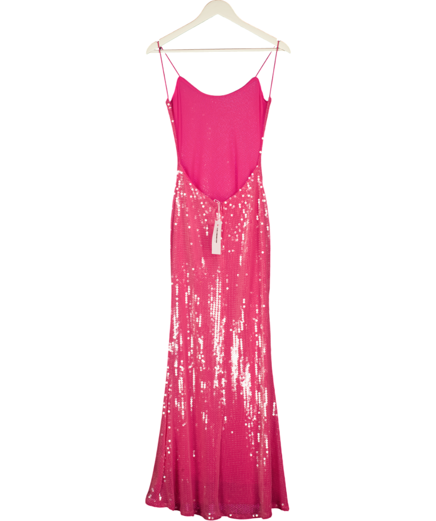SUKSAI Pink Flora Sequin Maxi Dress UK XS