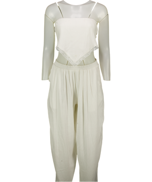 4th & Reckless 2-piece Sarah White Linen Blend Tie Back Scarf Top And Balloon Trousers UK 6