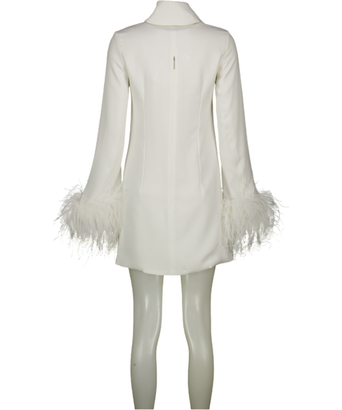 16ARLINGTON White Michelle Feather-trimmed Cutout Crepe Mini Dress UK 6