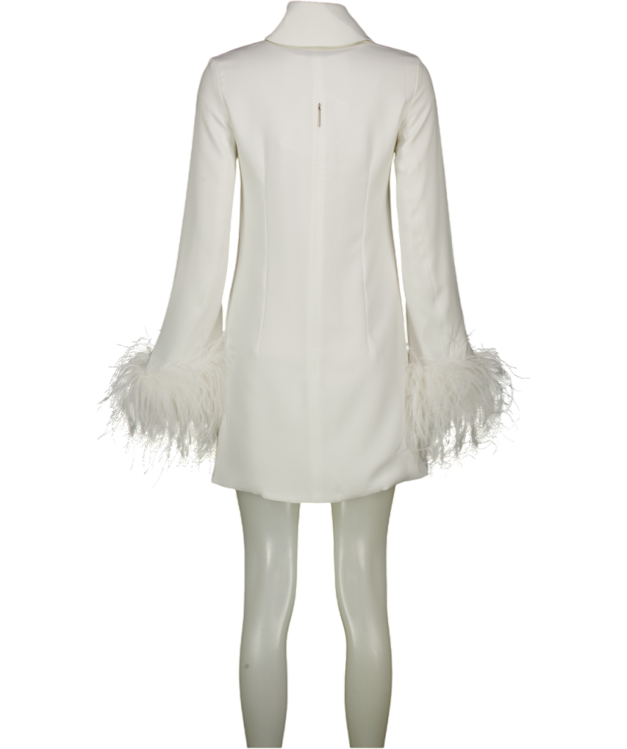 16ARLINGTON White Michelle Feather-trimmed Cutout Crepe Mini Dress UK 6