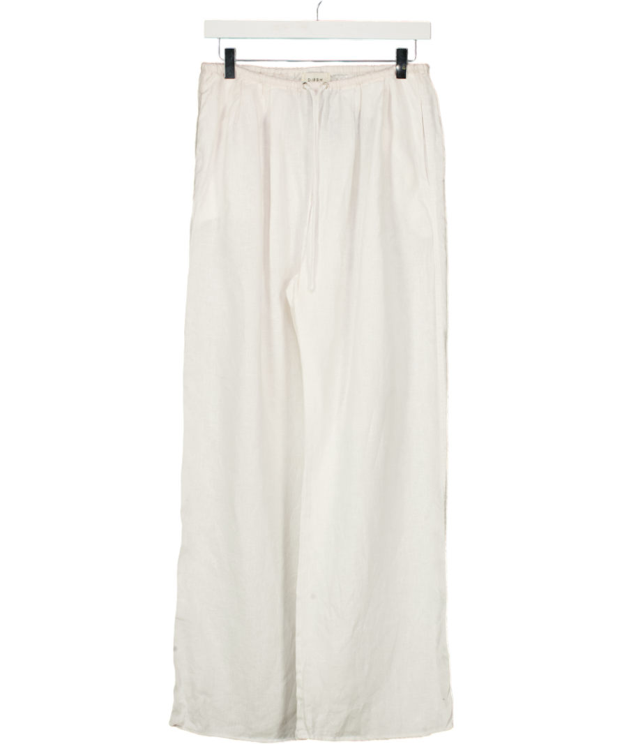 DISSH White Linen Elastic Waist Pant UK 8