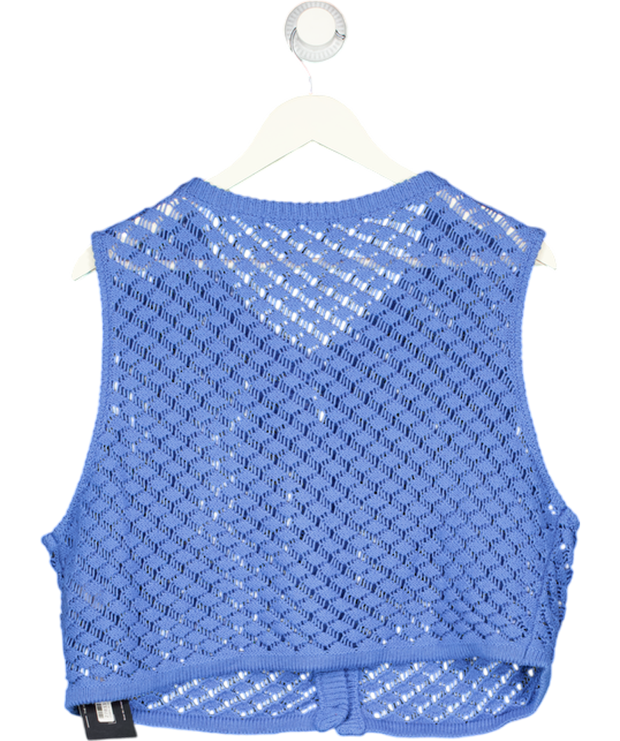 MESHKI Blue Crochet Knit Top UK XXXL