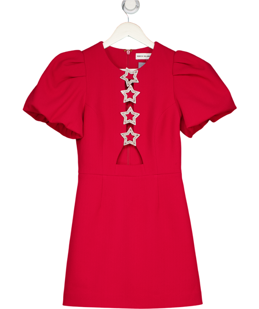 REBECCA VALLANCE Red Akari Puff-sleeve Minidress UK 8