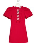 REBECCA VALLANCE Red Akari Puff-sleeve Minidress UK 8