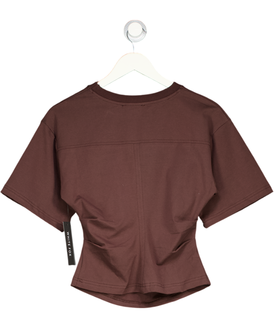 WHITE FOX Brown Destination Unknown Cinched Waist Boxy Tee UK S