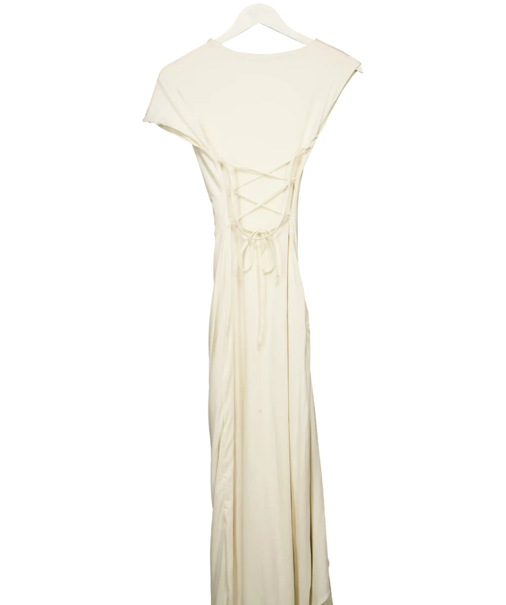 AYM STUDIO Cream Venus Draped Maxi Dress UK XS