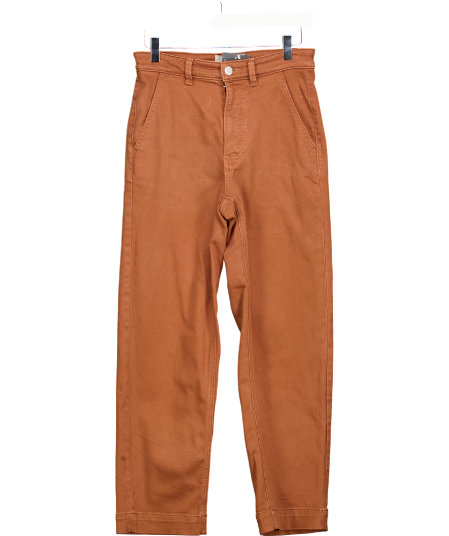 EVERLANE Brown The Straight Leg High Rise Crop Jeans UK 8