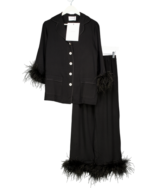 Sleeper Detachable Feather Party Pyjama Set In Black UK XS