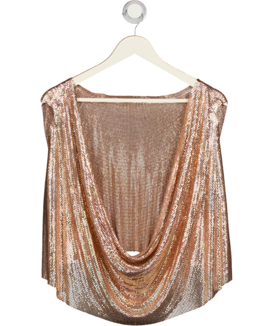 White Fox Pink Hopeful Metal Mesh Top Champagne UK M