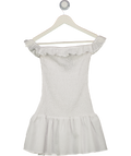 WHITE FOX Off Shoulder Mini Dress White Stripe UK XS