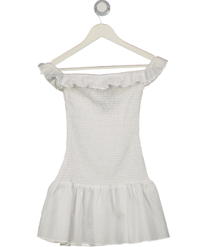 WHITE FOX Off Shoulder Mini Dress White Stripe UK XS