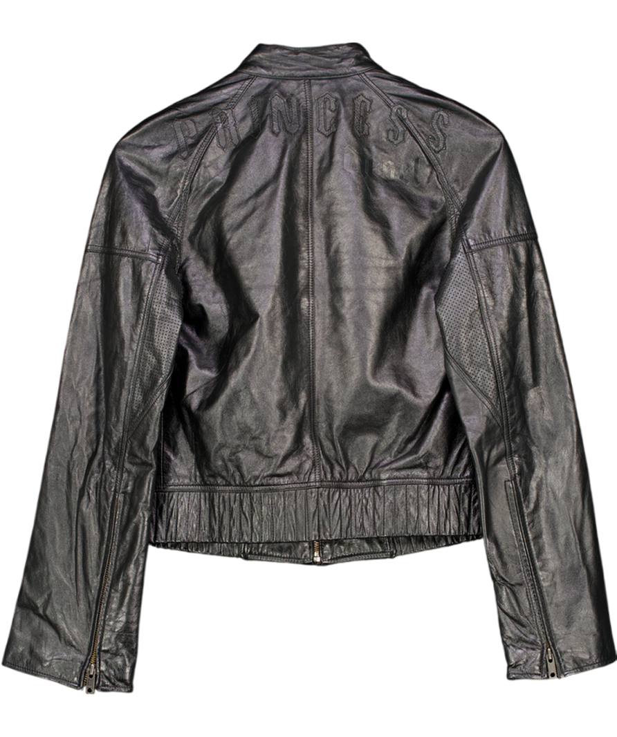 Diesel Black Leather Jacket UK S