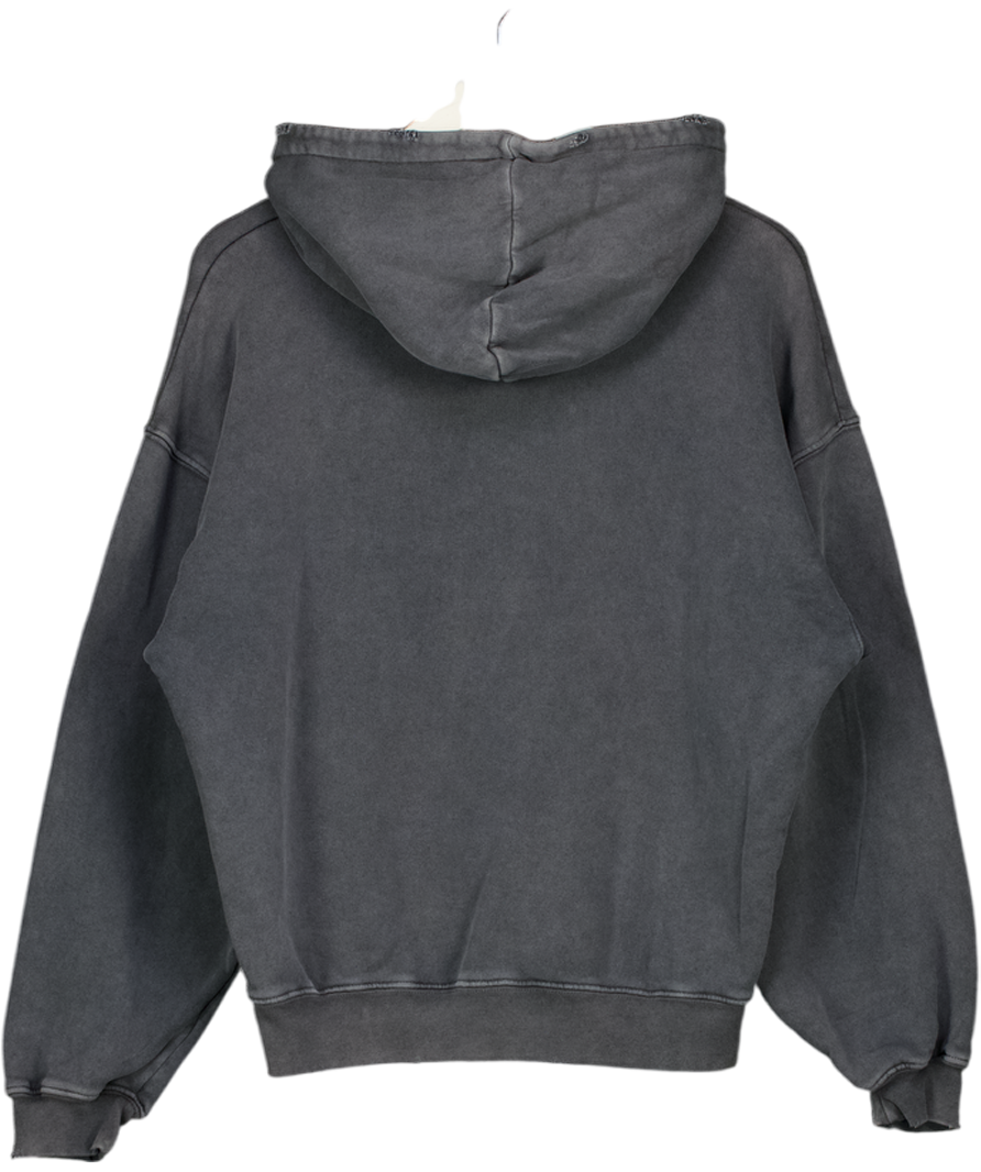 ANINE BING Mid Grey OVERSIZE SPORT Logo Sweatshirt Hoodie UK XXS