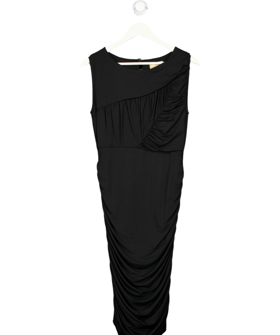 ME+EM Black Sleeveless Ruched Panel Midi Dress UK M