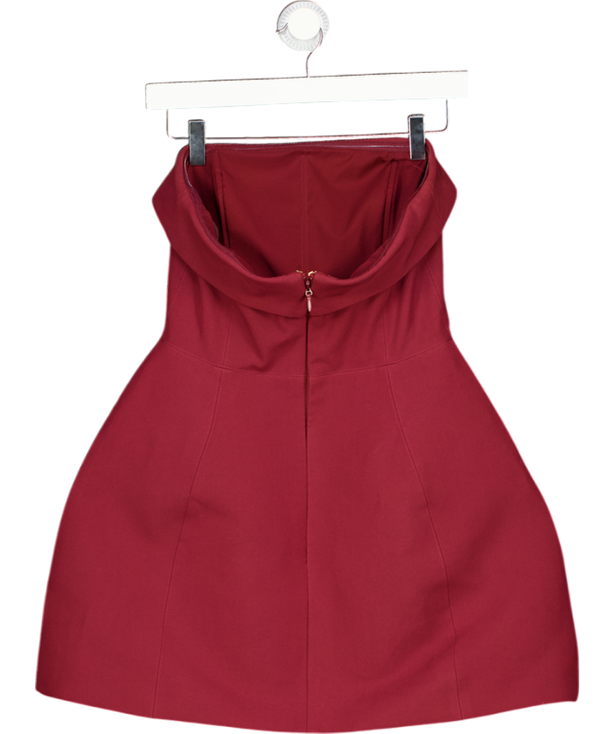 OH POLLY Foldover-neck Strapless Structured A-line Mini Dress In Wine Red UK 8