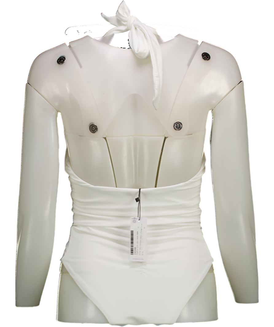 Karen Millen White Halter Neck Hardware Detail Plunge Swimsuit UK XS