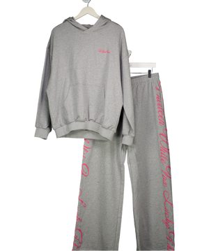 White Fox Grey Lucky Thirteen Shaya Oversized Hoodie (s/m) And Jogger Set UK L