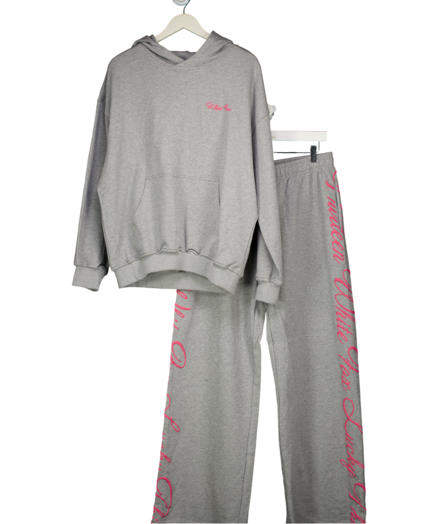 White Fox Grey Lucky Thirteen Shaya Oversized Hoodie (s/m) And Jogger Set UK L