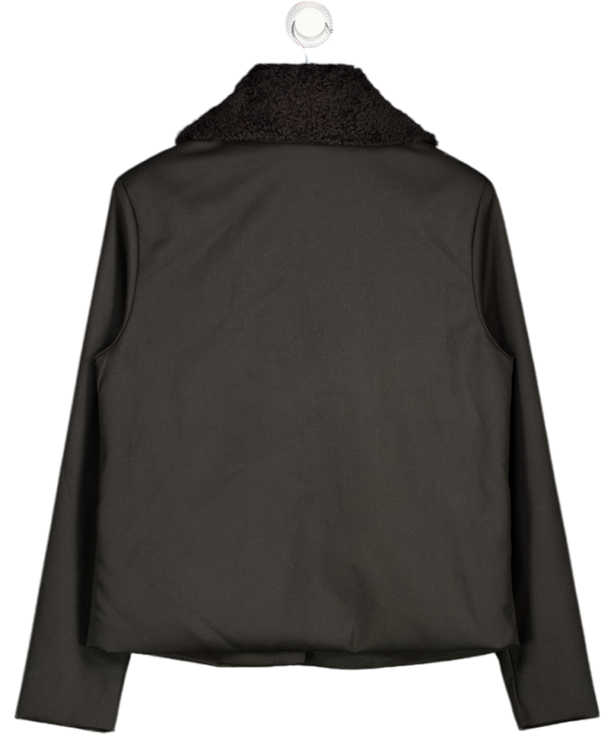 AQUI Black Fur Collar Coat UK S