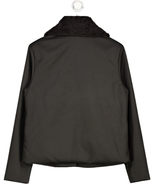 AQUI Black Fur Collar Coat UK S