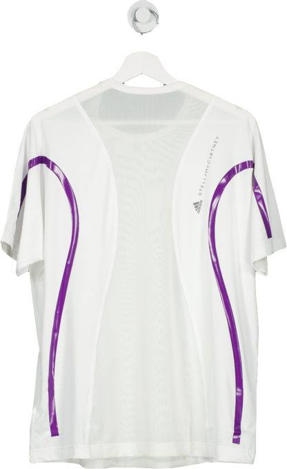 Adidas by Stella Mccartney Conscious  Loose Running Logo Tee In White & Active Purple UK S