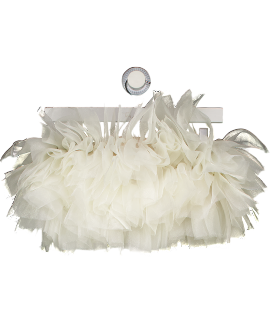LAPOINTE Ivory White Tulle Frilled Bandeau Top UK XS