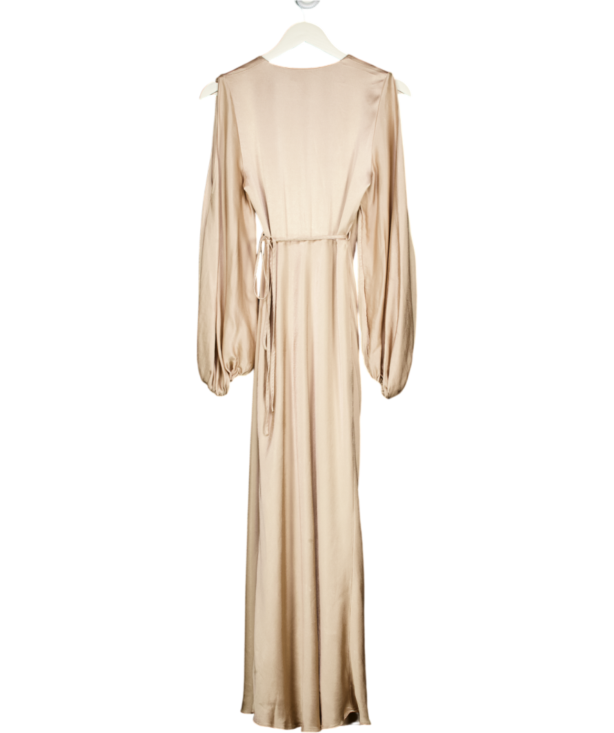 SHONA JOY Champagne Beige La Lune Long Sleeve Maxi Dress UK 6