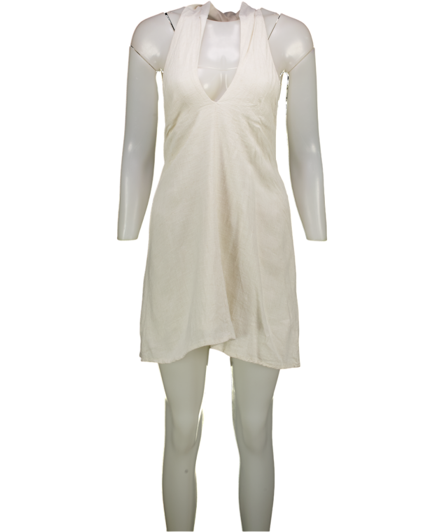 PRETTY LAVISH Beige Halter Neck Backless Mini Dress UK 8