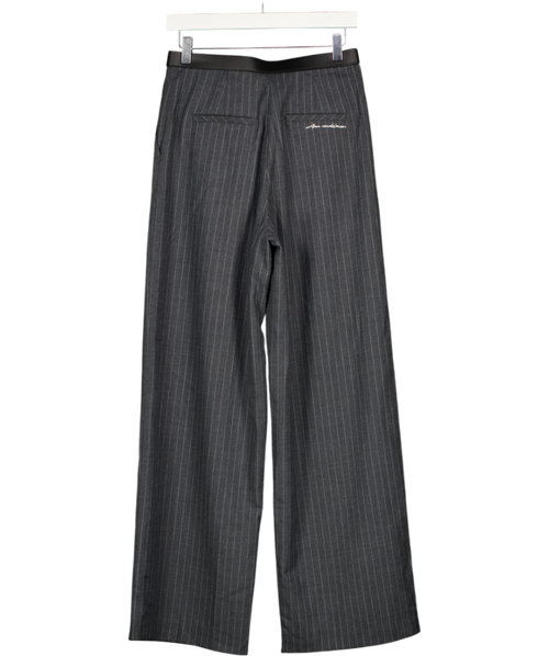 ANN ANDELMAN Grey Wool Blend Belt Striped Trousers UK S