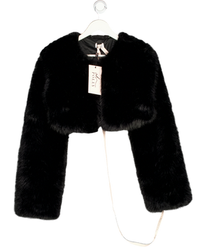 Oh Polly Almerinda Faux Fur Cropped Bolero In Black UK M/L