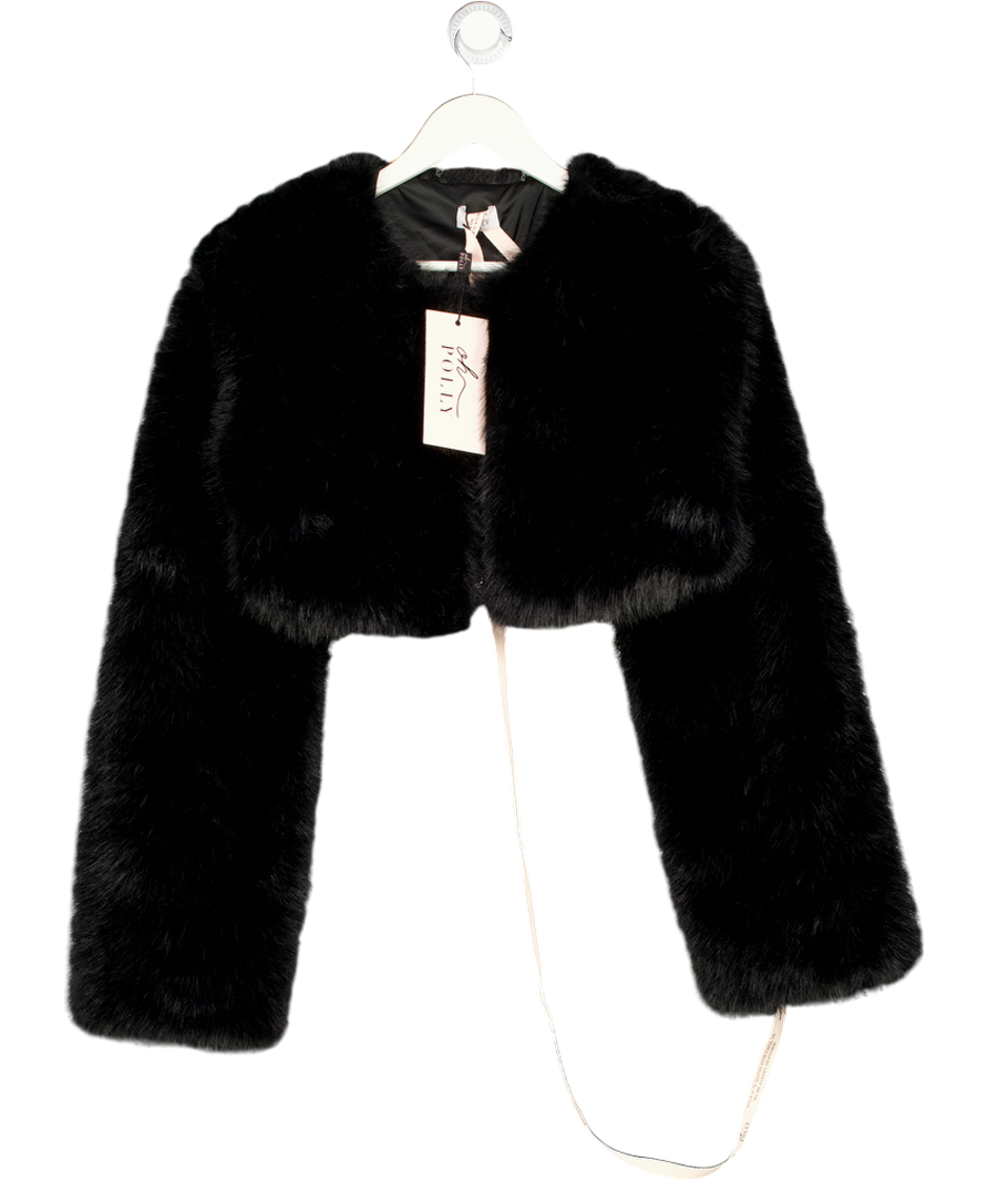 Oh Polly Almerinda Faux Fur Cropped Bolero In Black UK M/L