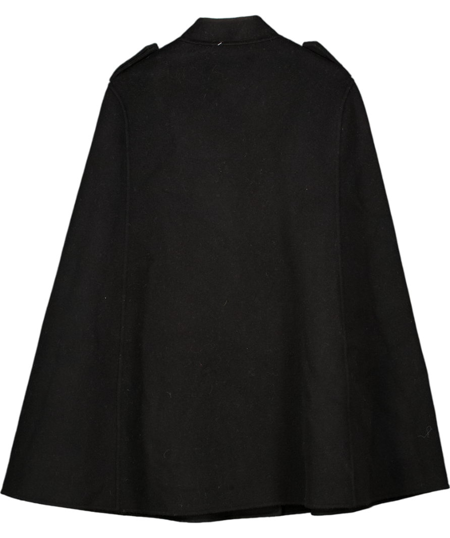 AAVELLE Black Double Faced Pure Wool Cape Coat One Size