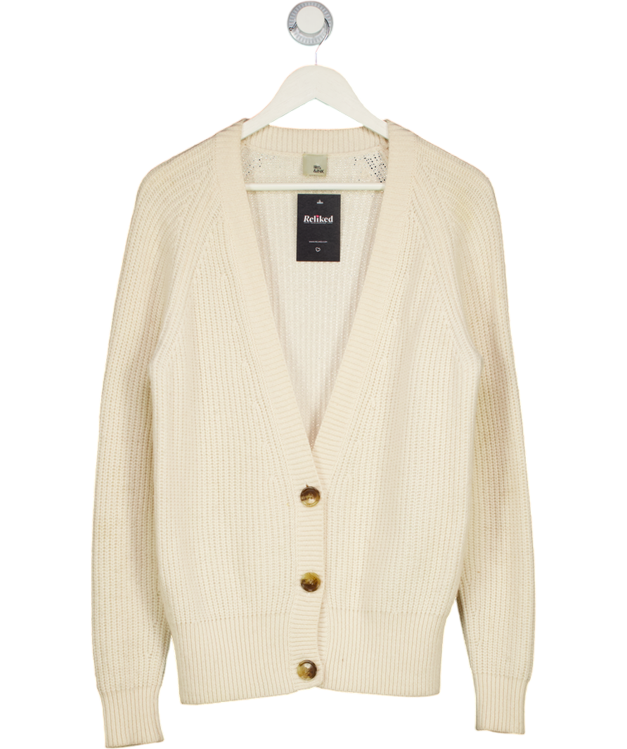 Iris & Ink Cream Wool Relaxed Cardigan UK S