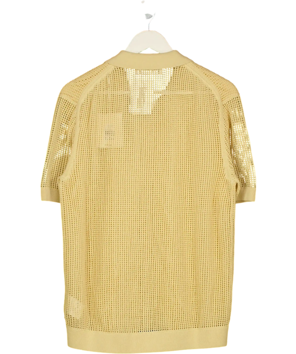 VENROY Butter Yellow Knit Short Sleeve Shirt UK M