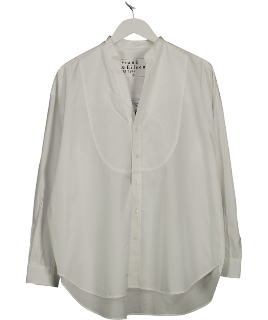 Frank & Eileen White Collarless 100% Cotton Dress Shirt UK S